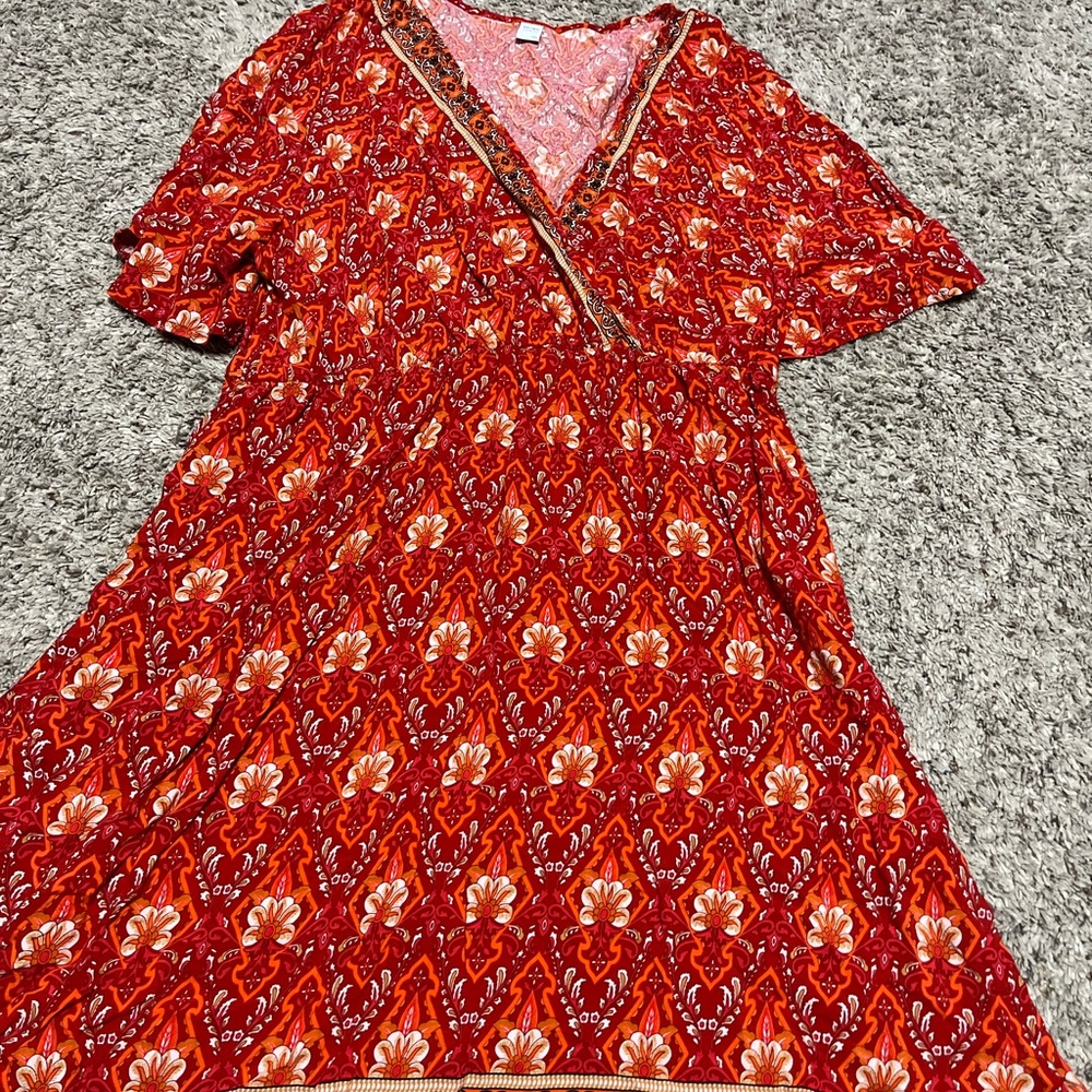 Vibrant Red Floral Maxi Dress